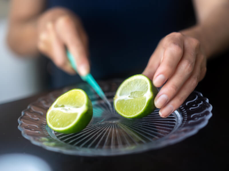 cutting lime for DIY cocktails